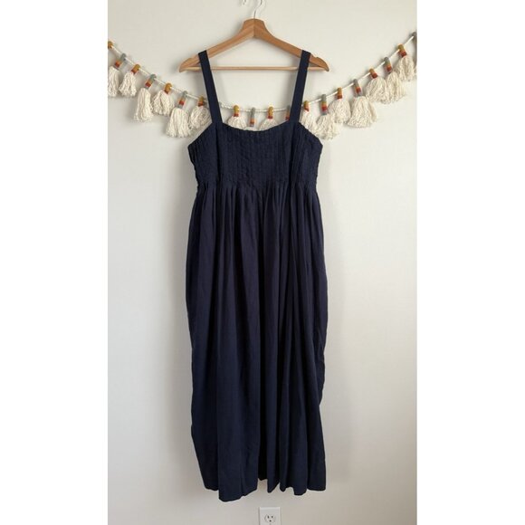 Banana Republic Linen Blend Drapey Pleated Midi Dress Coastal Lagenlook Boho L - Picture 1 of 9